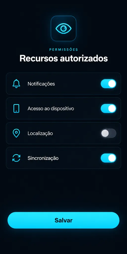 Tela de configurações do aplicativo Rastreia SPY